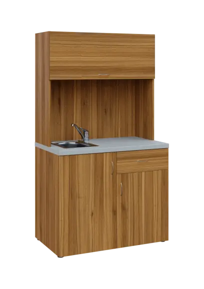 KUCH - SIMPLE 3 kuchyňka s výklopem (dřez + baterie + lednice), 1800x1000x6000 mm, ořech světlý